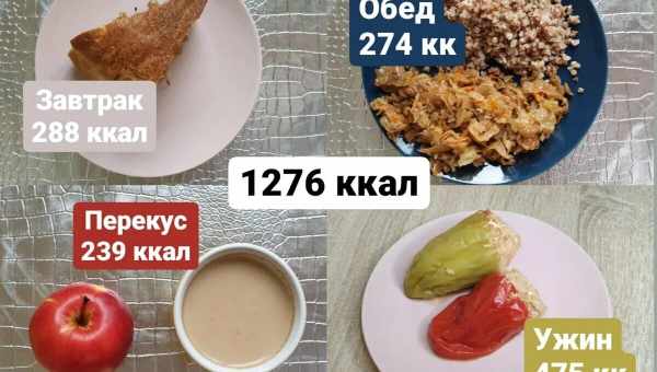 Меню на 1800 ккал на день